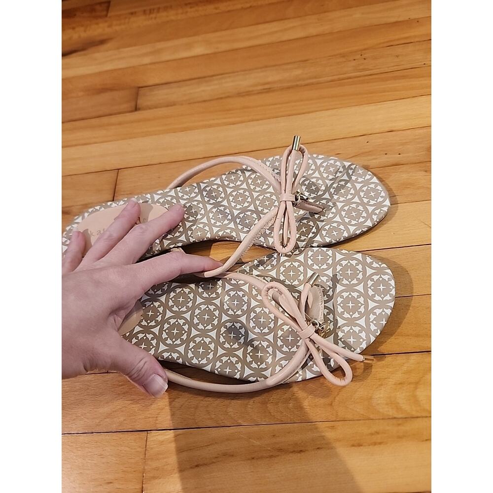 KATE SPADE Sandal Flip Flops Size 9 Pink White Bow Rubber Used Good Condition - Picture 5 of 6